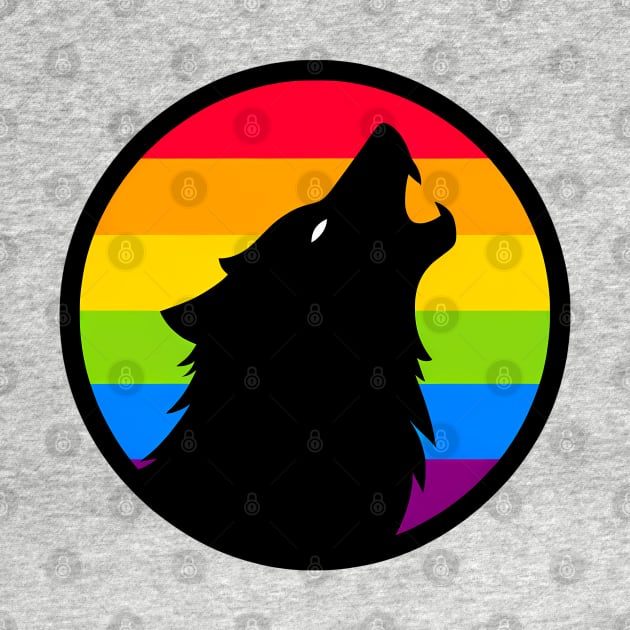 LGBTQ Pride Howling Wolf Anthro Furry Rainbow Logo by Blue Bull Bazaar